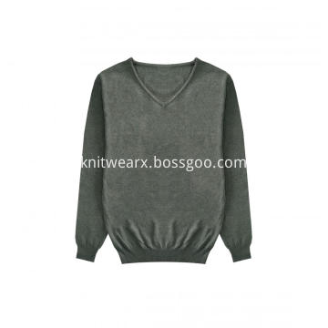 Men's Knitted Easy-care Wool V-neck Pullover